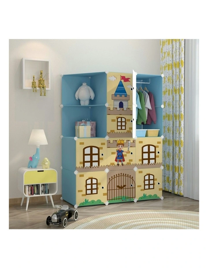 10 Cubes Castle Print Portable Wardrobe in Blue
