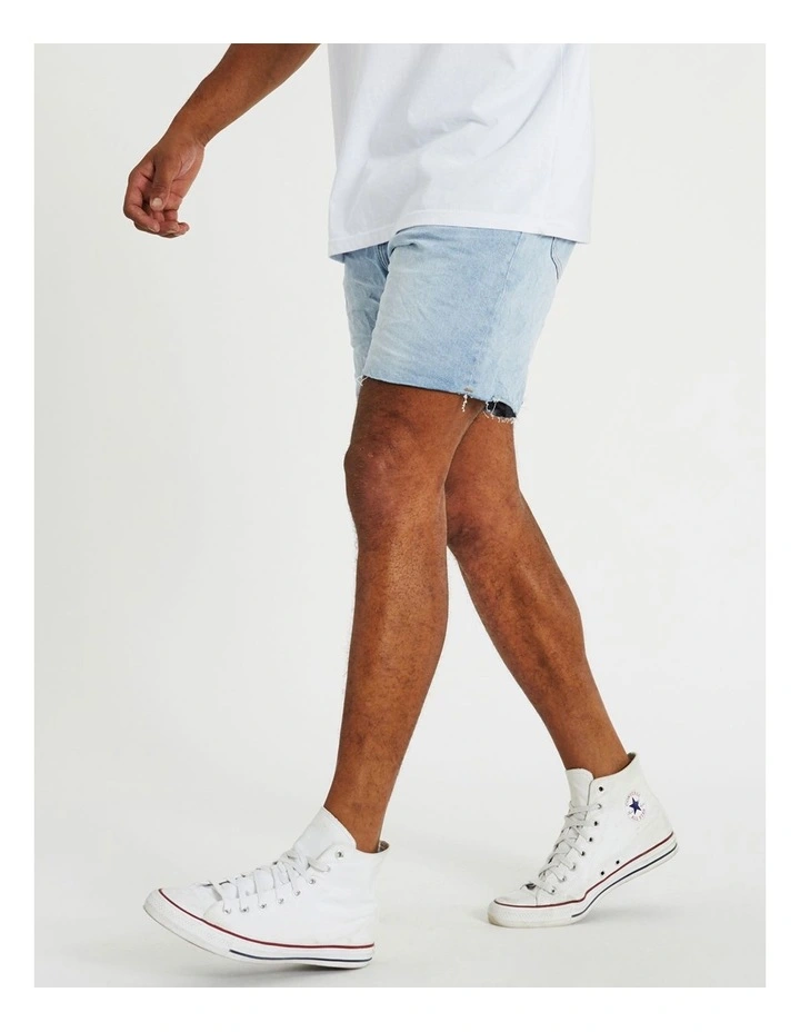 Slim Denim Shorts in Sun Bleached Blue