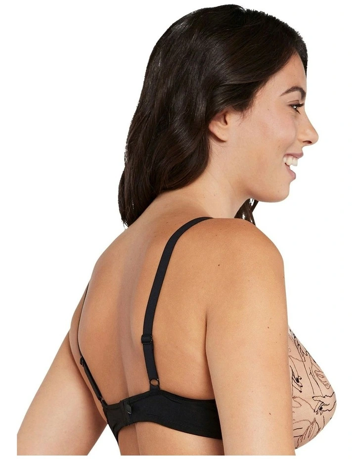 Tamara Embroidered Tulle Wired Plunge Bra in Coloured Hands Pattern