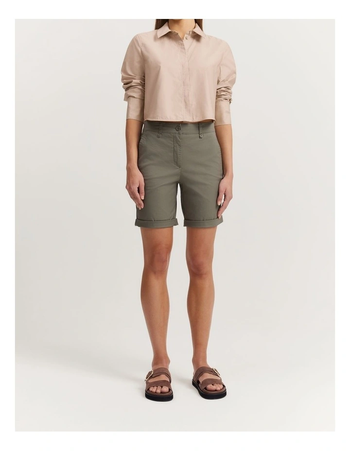 Australian Cotton Twill Walk Short in Khaki
