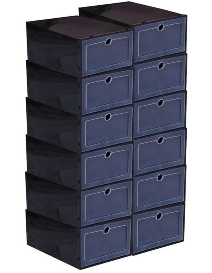 Shoe Box DIY Stackable Storage Organiser 12pcs in Black
