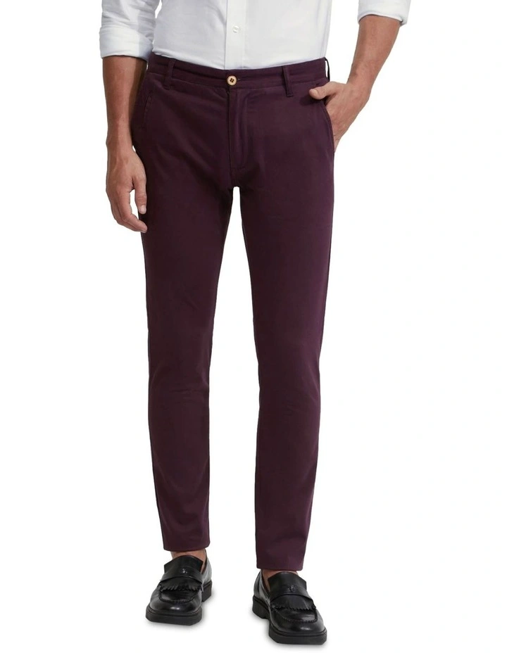 Stretch Skinny Fit Organic Cotton Chinos in Merlot