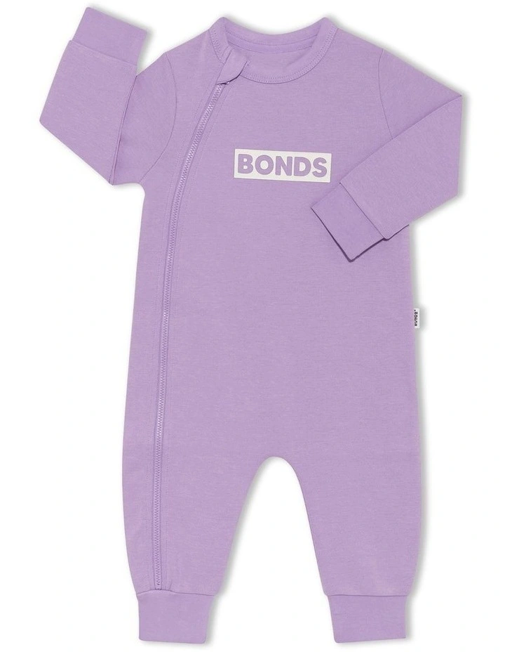 Tech Sweats Zip Wondersuit in Cotton Purple Pansy