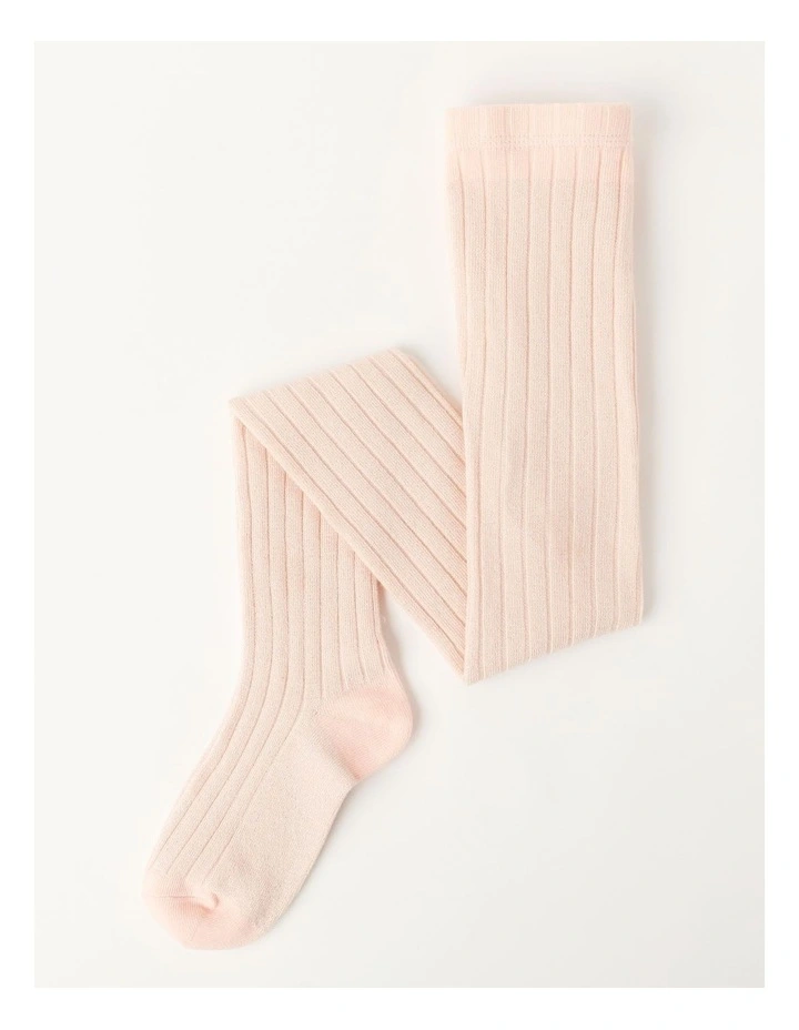 Rib Tights in Light Pink