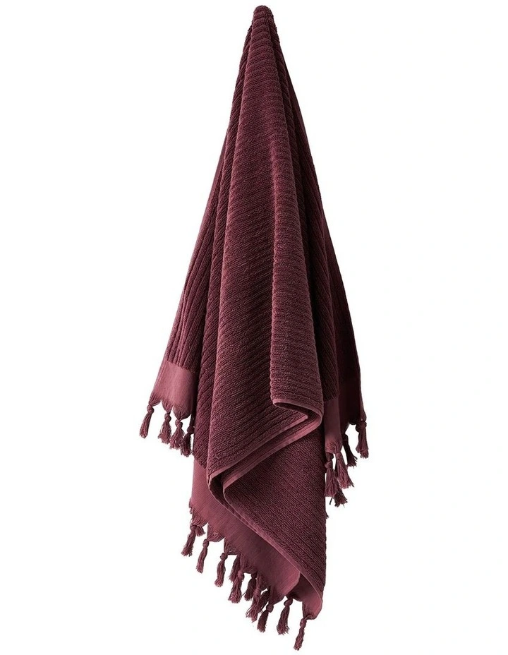 Paros Rib Bath Towel Range in Syrah