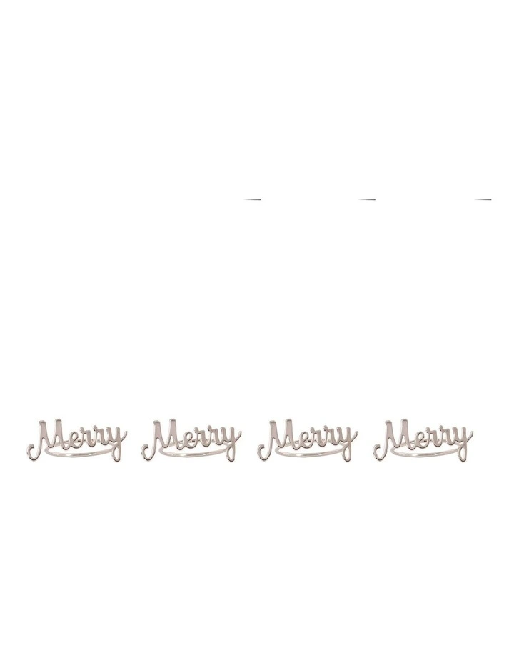 Napkin Rings Merry 4 Pack in Silver