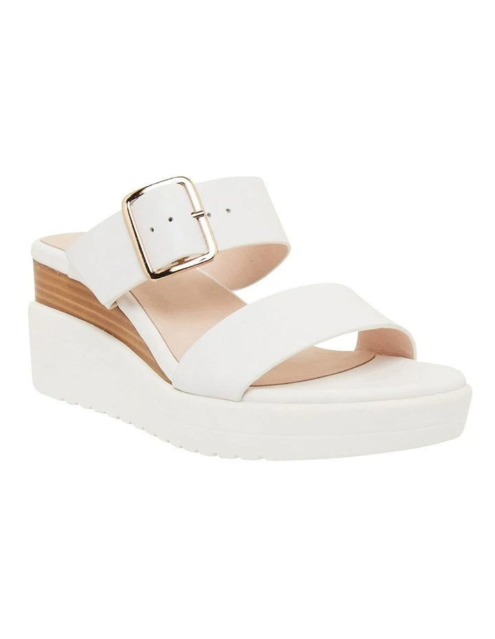 Indulge Wedge Sandals in White Leather