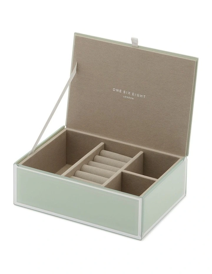 SARA Palm Medium Jewellery Box in Pastel Green