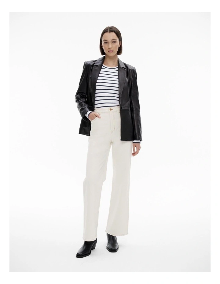 Stripe Long Sleeve Rib Top in Ink