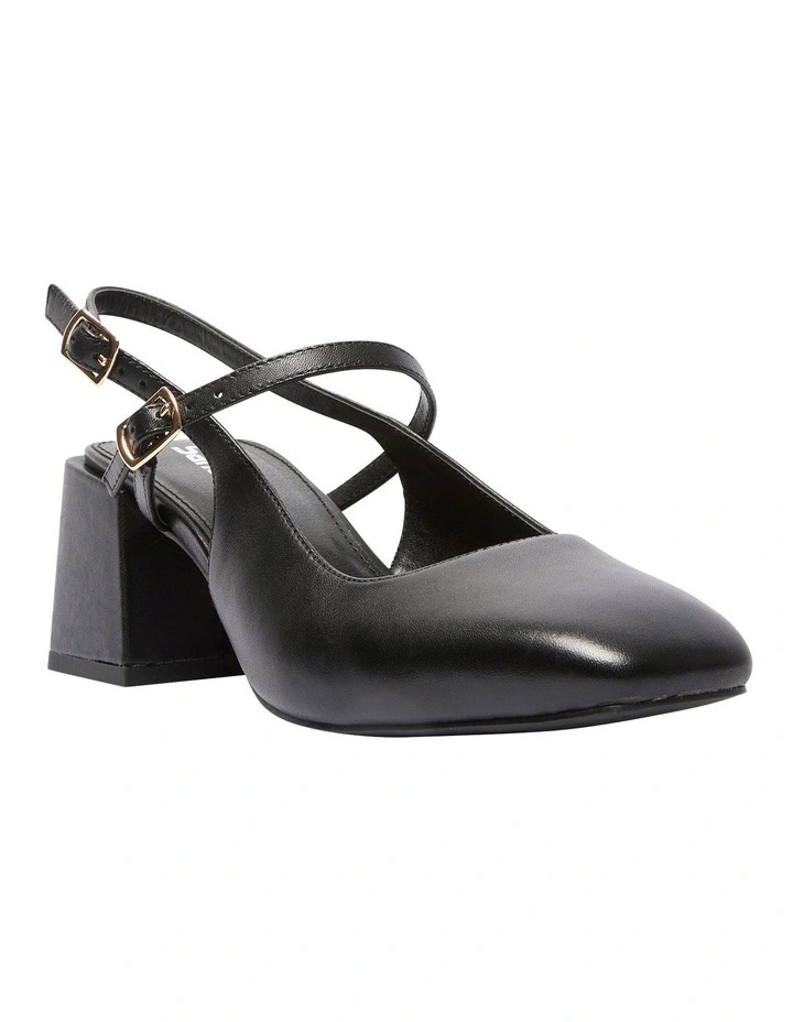 Lenora Heeled Shoes in Black Leather