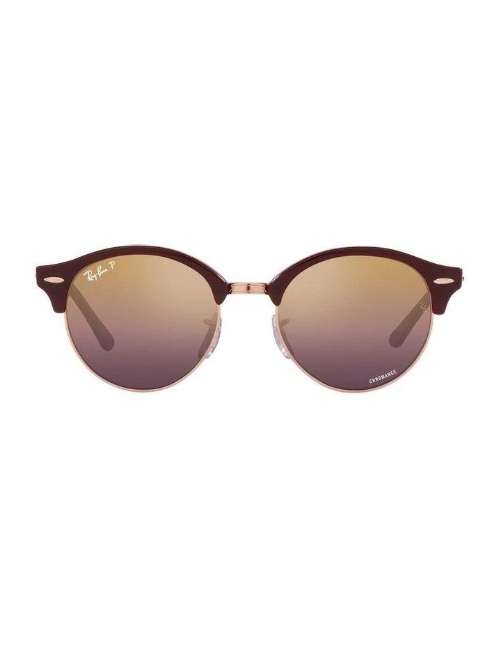 CLUBROUND Polarised Sunglasses In Bordeaux/Rose Gold