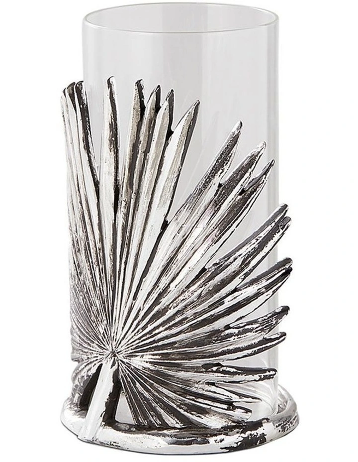 Leaves Resin Candle Holder in Silver