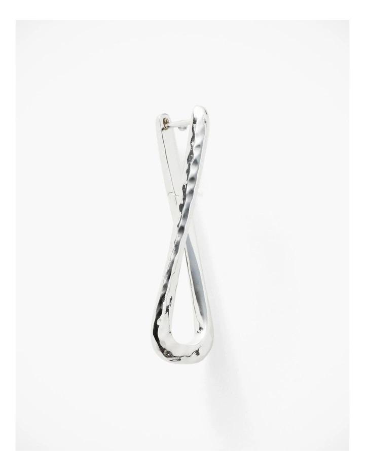 Textured Link Huggie Earrings in Silver