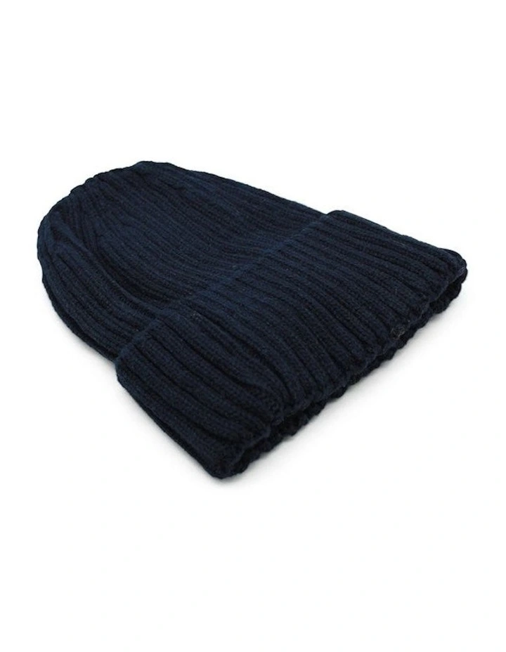Mia Wool Blend Beanie in Navy