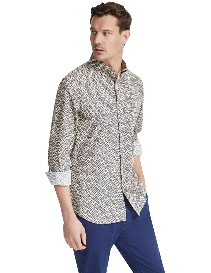 Portland Print Shirt in Navy