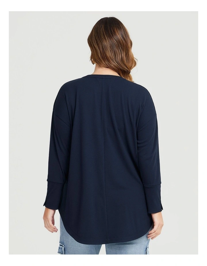 Rib Hi-lo Top Navy
