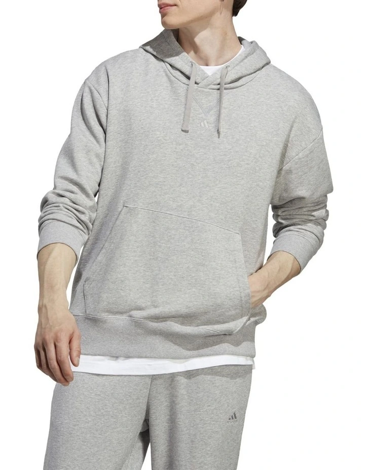 All French Terry Hoodie in Medium Grey Heather