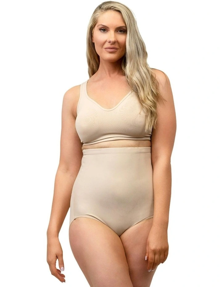 Just Enough Plus Size Ultra High Waist Shaping Brief in Warm Beige