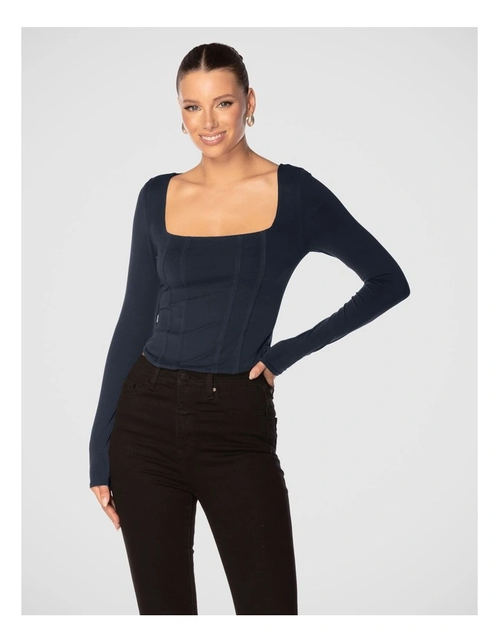 Azure Square Neck Top in Blue
