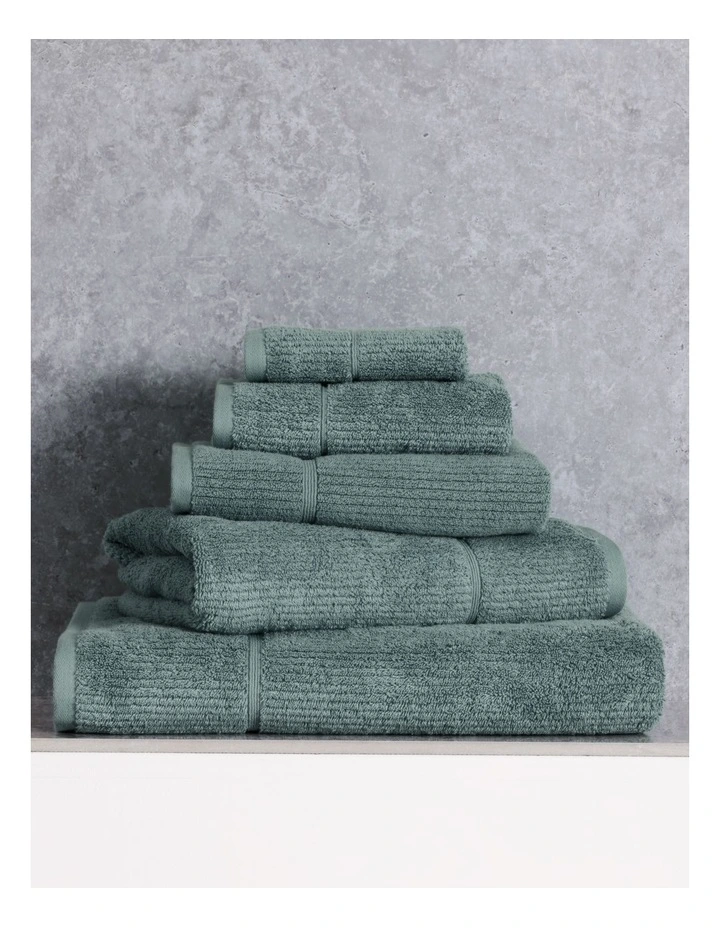 Combed Cotton Ribbed Towel Range in Sea Pine
