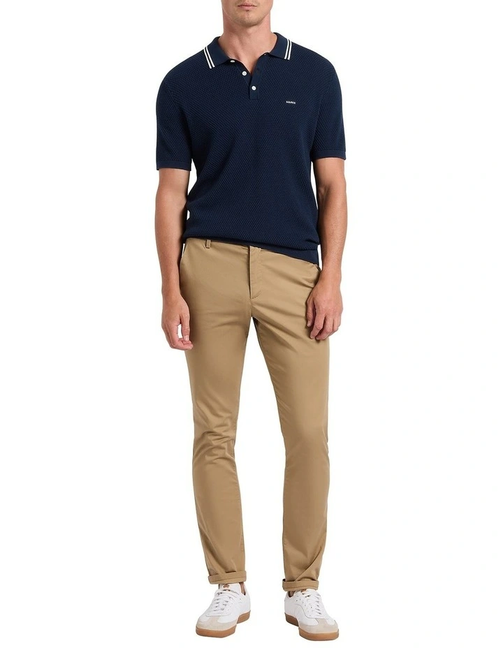Luca Knit Polo Shirt in Navy