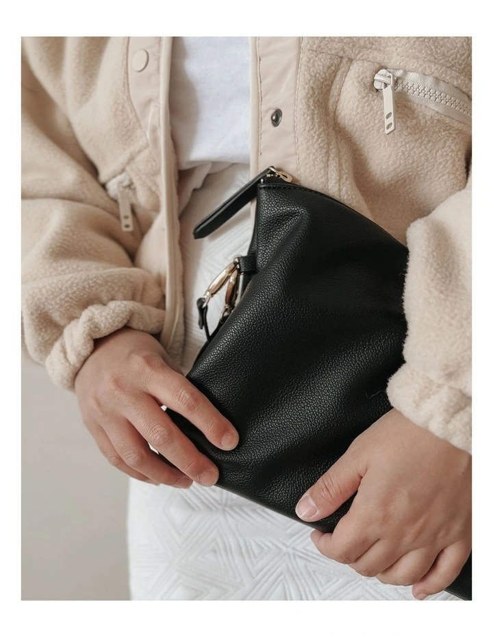 Vegan Leather Nappy Changing Pouch in Black