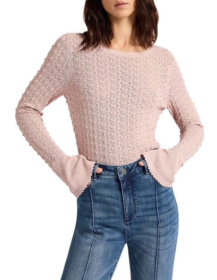 Lorena Pointelle Knit Top in Rose Water