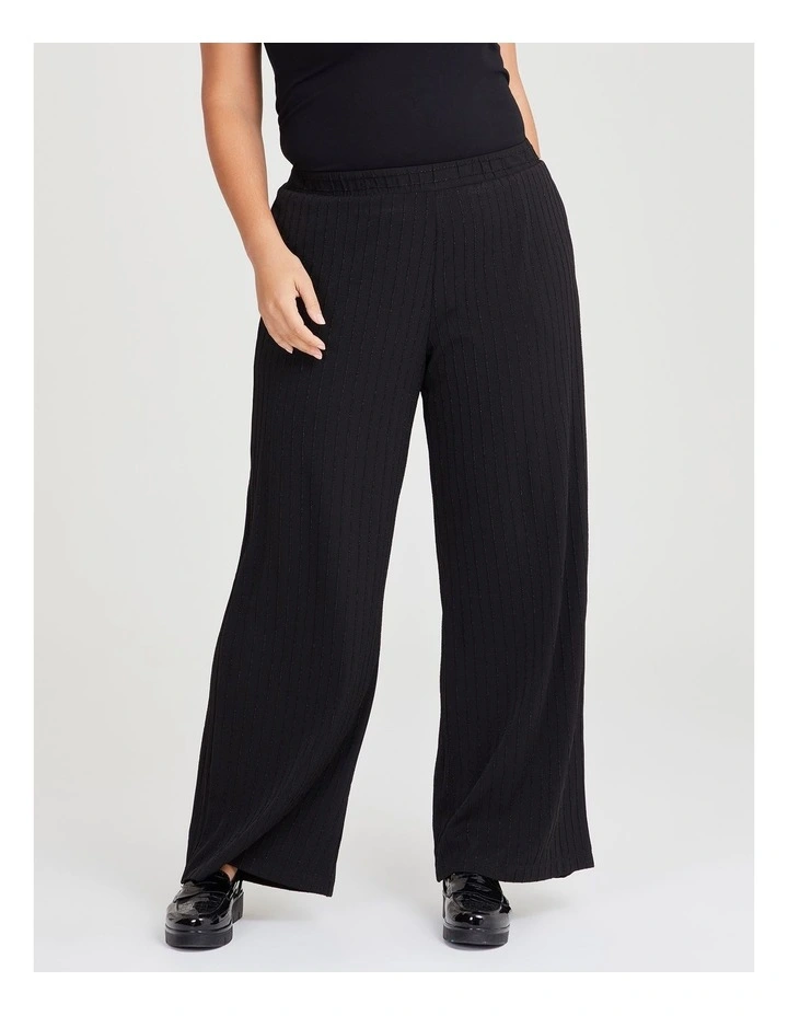 Arryn Lurex Wide Leg Pant in Black