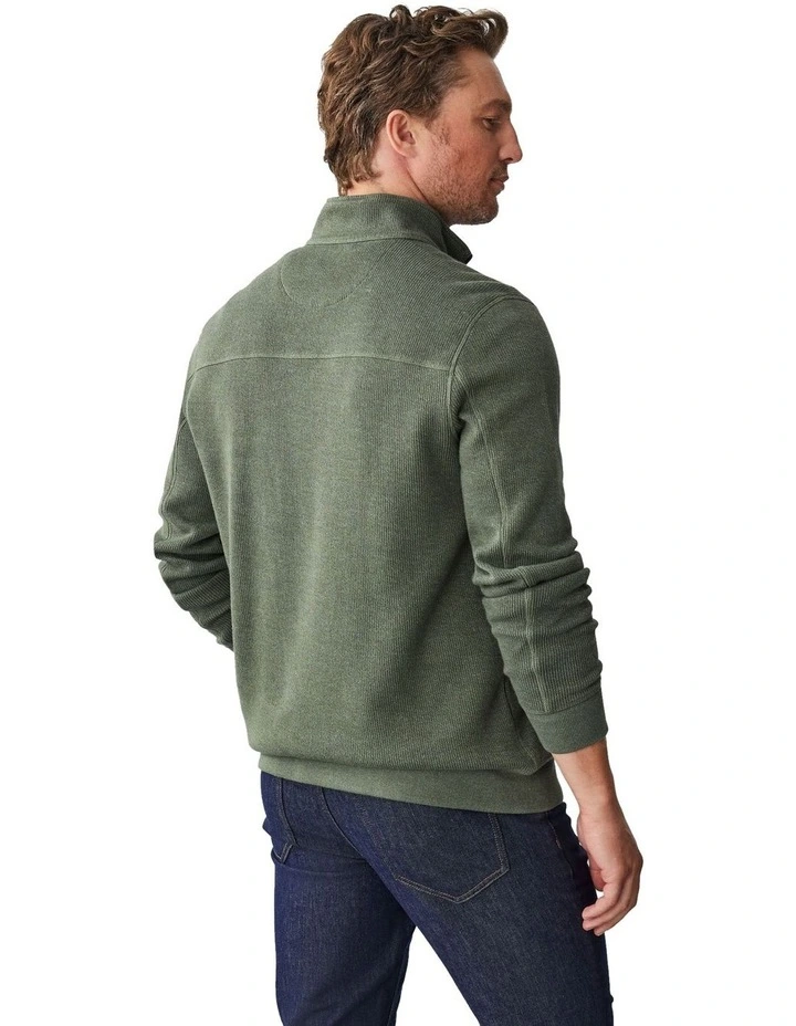 Half Zip French Rib Sweat Top in Khaki
