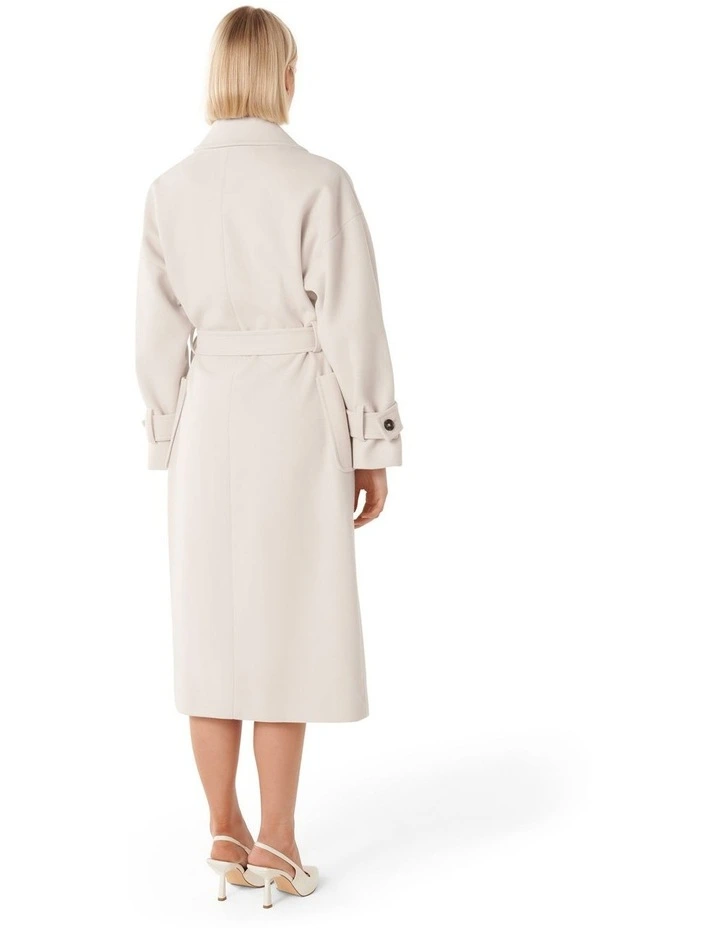 Shiv Belted Wrap Coat in Cream