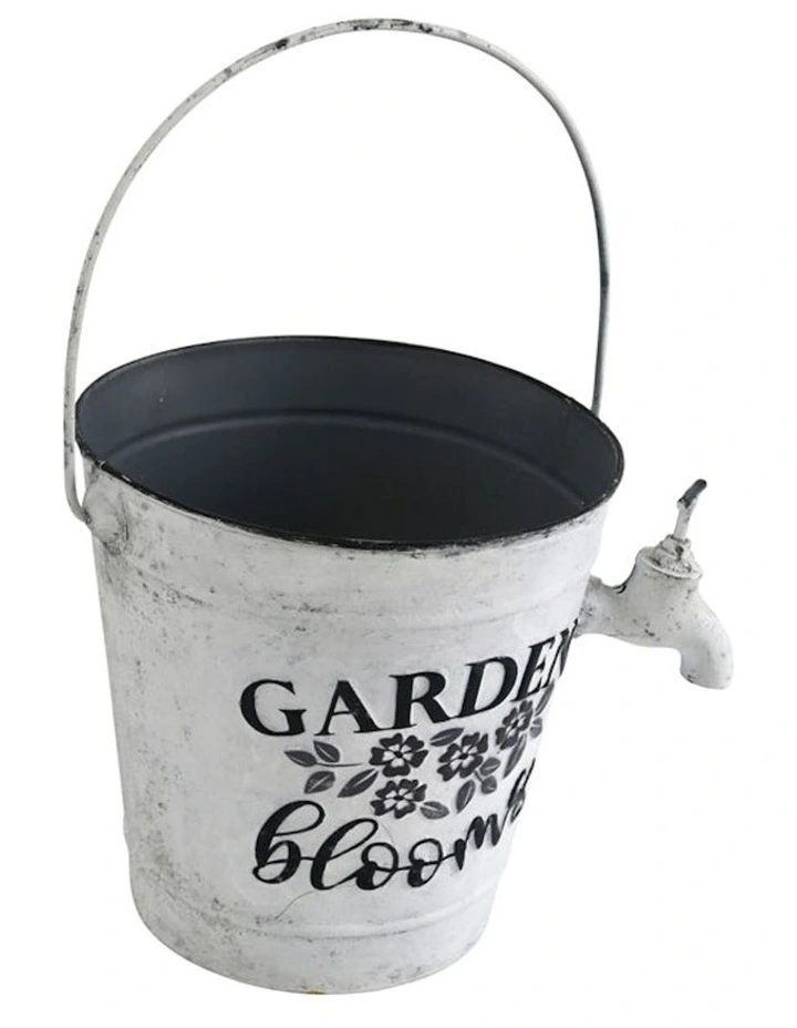Garden Blooms Bucket with Tap in Distressed White