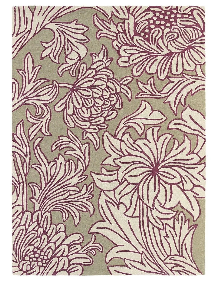 Chrysanthemum Linen Rug 27005 in Wine