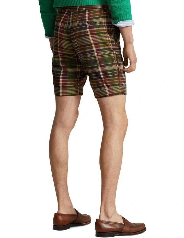 8.5-Inch Tailored Indigo Madras Shorts in Green