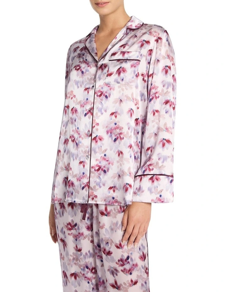 Romane Silk Pyjama Blouse in Purple Multi