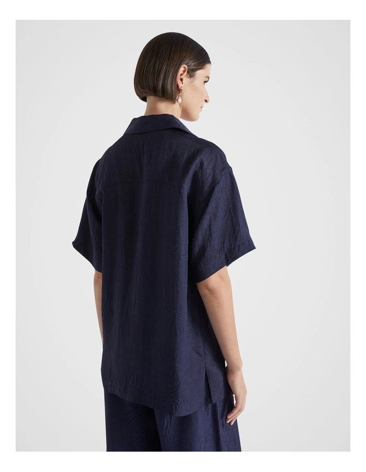 Satin Short Sleeve Shirt in Midnight Sky