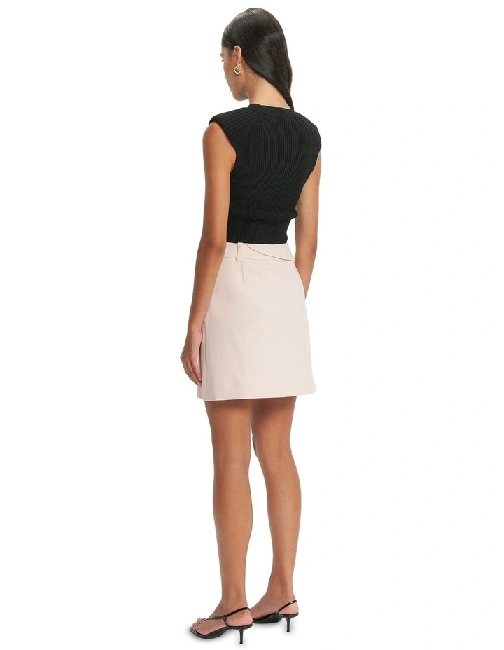Folded Waist Mini Skirt in Shell