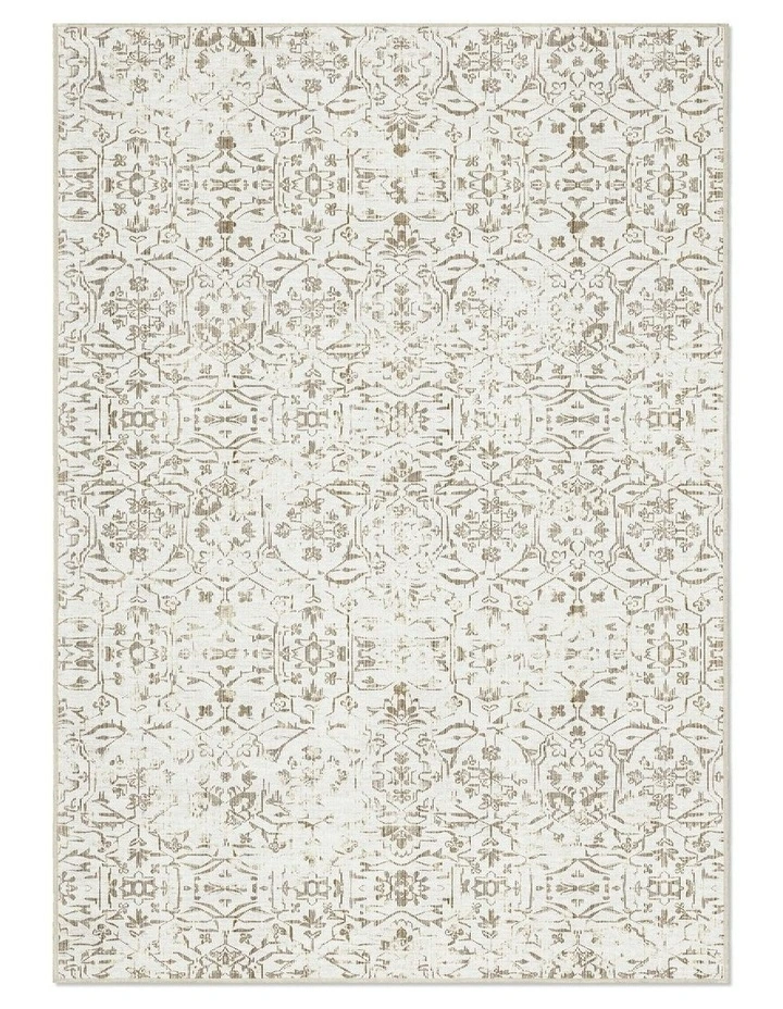 Map Washable Chenille Area Rug in Neutral
