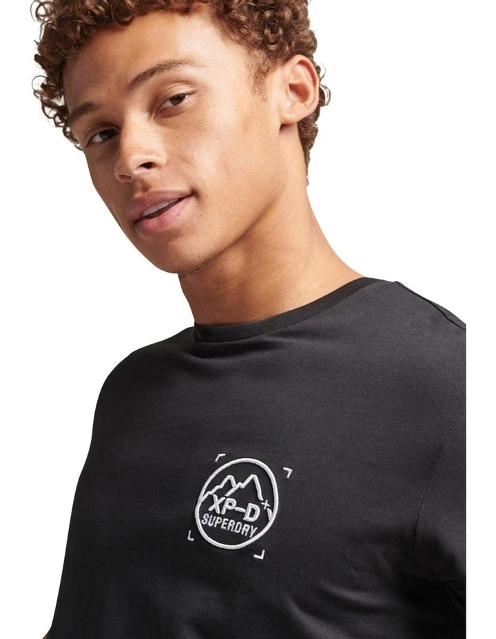 XPD Embroidered Loose Tee in Black