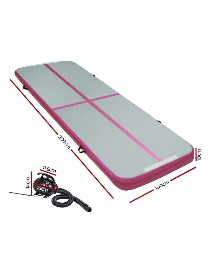 GoFun 3X1M Inflatable Air Track Mat with Pump Tumbling Gymnastics Pink