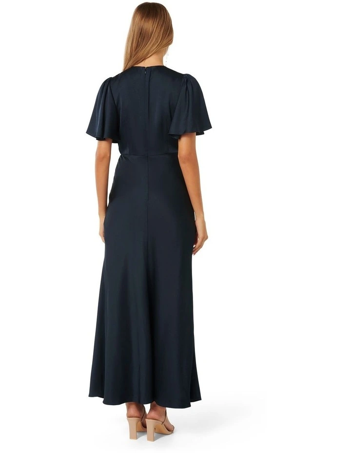 Chelsea Flutter Sleeve Maxi Dress in Navy