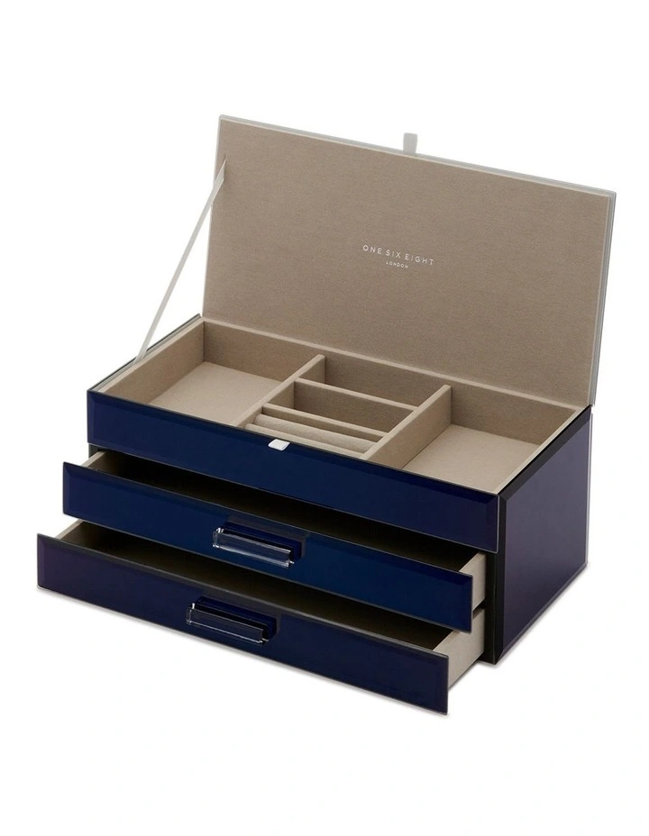 Gabriella Mirrored Jewelry Box Large in Navy