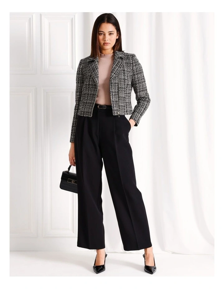 Boucle Biker Jacket in Black