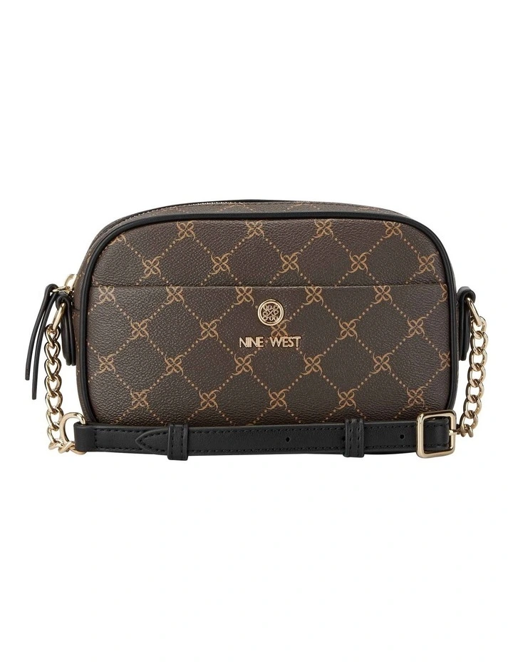 Delaine Logo Crossbody Bag in Brown