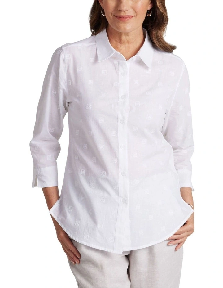 Elania 3/4 Sleeve Shirt in White
