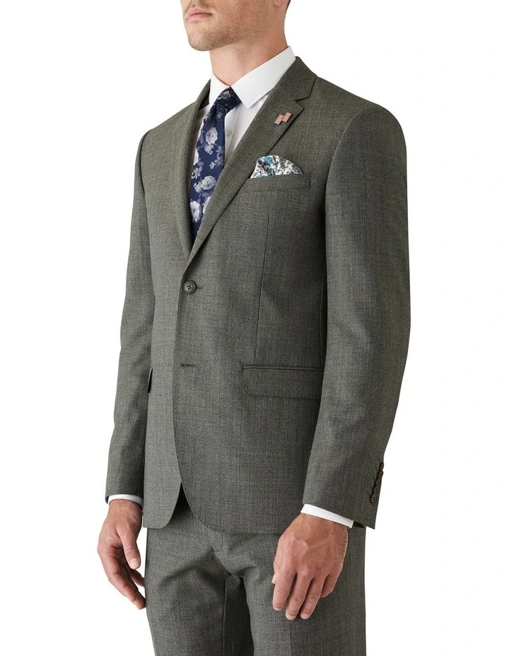 Slim Fit Nitro Houndstooth Wool Suit Jacket Olive