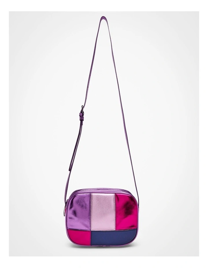 Metallic Patchwork Crossbody in Purple