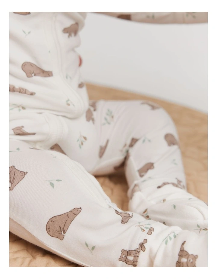 Organically Grown Cotton Bear Jumpsuit in Marshmallow