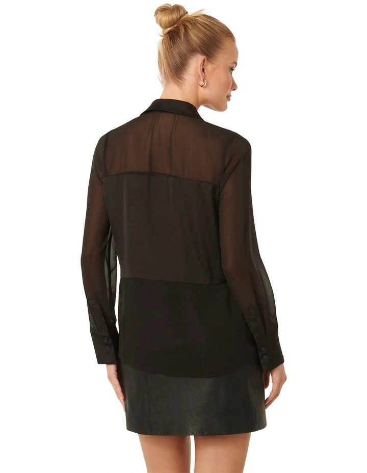 Scout Sheer Panelled Shirt in Black