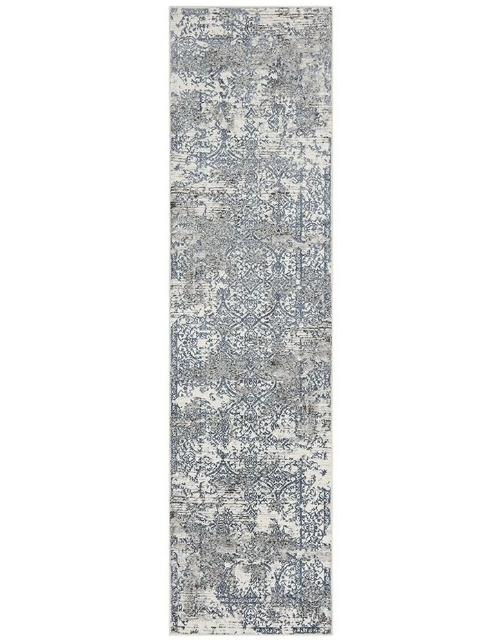 Kendra Yasmin Distressed Transitional Runner Rug in Grey