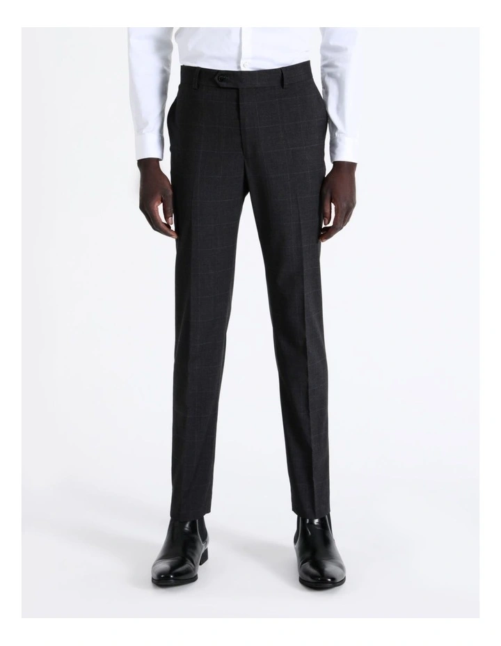 Slim Prince Of Wales Check Trouser in Charcoal